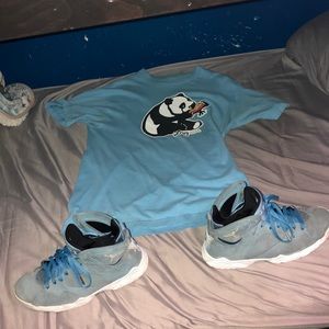 Size 10 Jordan 7 Pantone & Matching Blue LRG Shirt